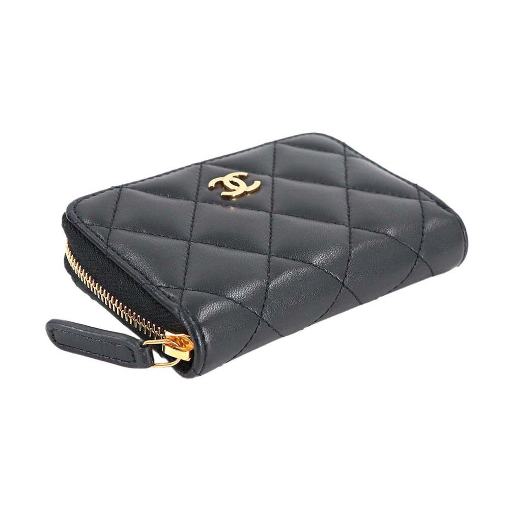 CHANEL Black Lambskin Leather Logo Wallet - Picture 4 of 9